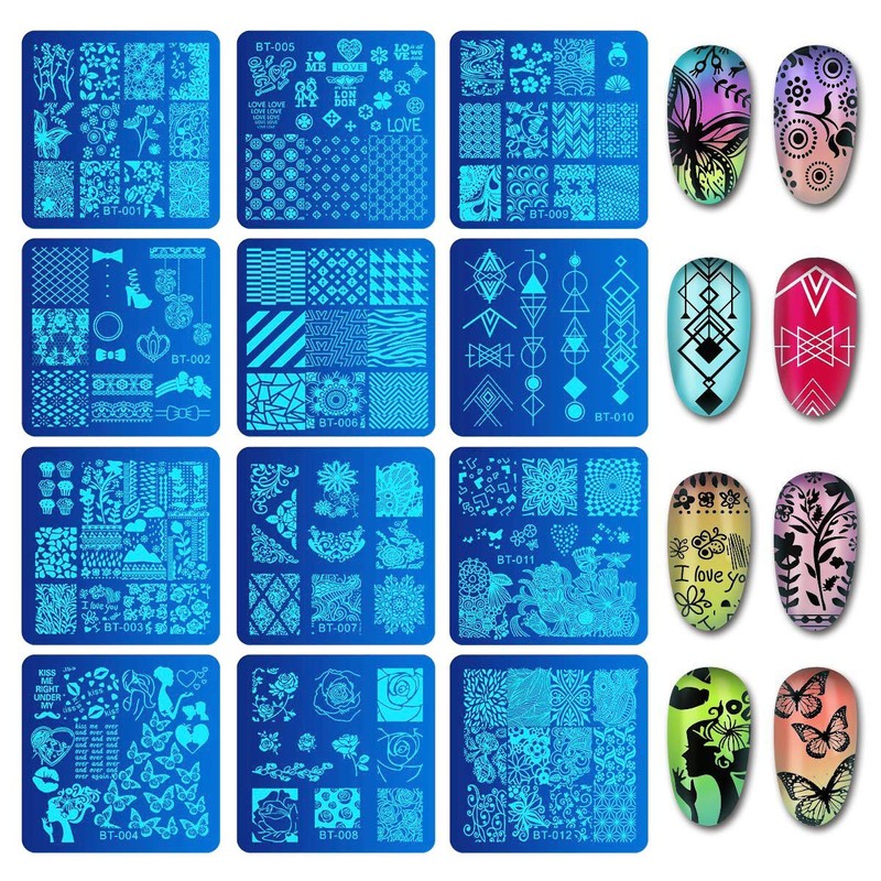 Biutee Nail Image Plate Set of 12 Nail Plates 1