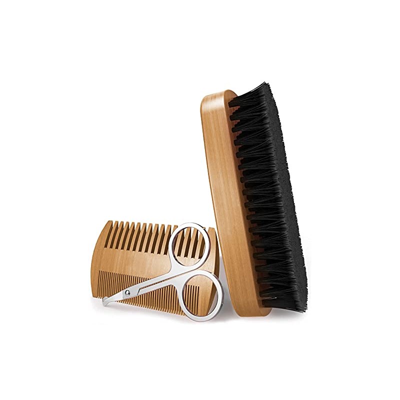 Timotech Kit de peine, cepillo y tijeras para cabello, barba