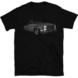 Custom Lowered Square Body Chevy Truck C10 CK 1982 Vintage Retro Auto T-Shirt 100% Cotton (L, Black)