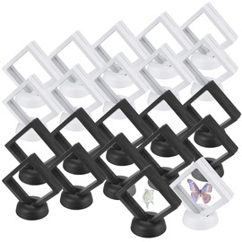 22PCS Floating Display Case, 3D Coin Holder Display Case, Transparent Film Jewelry Storage Box for Ring, Necklace, Shell, Bracelet, JewelryStamp,7x7x2cm (22PCS-Small)
