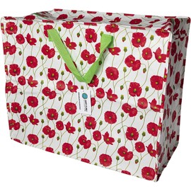 Happy Planet Giftshop Large Jumbo Zipped Storage Bag 58 x 47 x 30 cm 80L (Poppy Design) (Single - Multipacks Available)