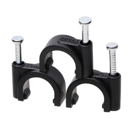 Mini Skater 10mm Diameter Circle Ethernet Nylon Wire Cable Clips Clamps with Steel Nail, 100pcs/Pack（10mm,Black）
