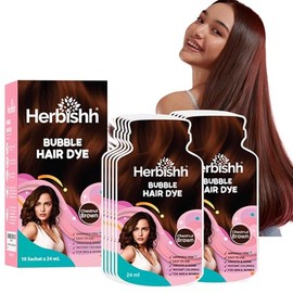 Shampoo Colorante en Espuma Herbishh 3 en 1 – Cubre Canas 100% en 15 Minutos | Tinte Permanente para Hombres y Mujeres | Castaño Claro | Sin Amoníaco 
