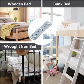 4 Sets Bed Rail Brackets Bed Frame Hardware for Connecting to Wood, Headboards and Foot-Boards,Heavy Duty Bed Rail Fittings Bracket with Mounting Screws (Silver)