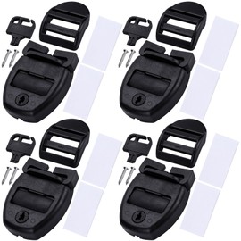 OIIKI 4 Sets Spa Hot Tub Cover Clips, Hot Tub Cover Broken Latch Repair Kit- Replacement 4 Latches Clip Locks, 4 Slides, 4 Keys, 8 Screws, 8 Stickers, Hardware Accessories for Spa Cover Straps (Black)