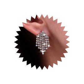 Aneneiceera Vintage Crystal Chandelier Earrings Gold Crystal Tassel Earrings Rhinestone Tennis Chain Earrings CZ Fringe Chain Earrings Jewellery for Women and Girls, Zinc