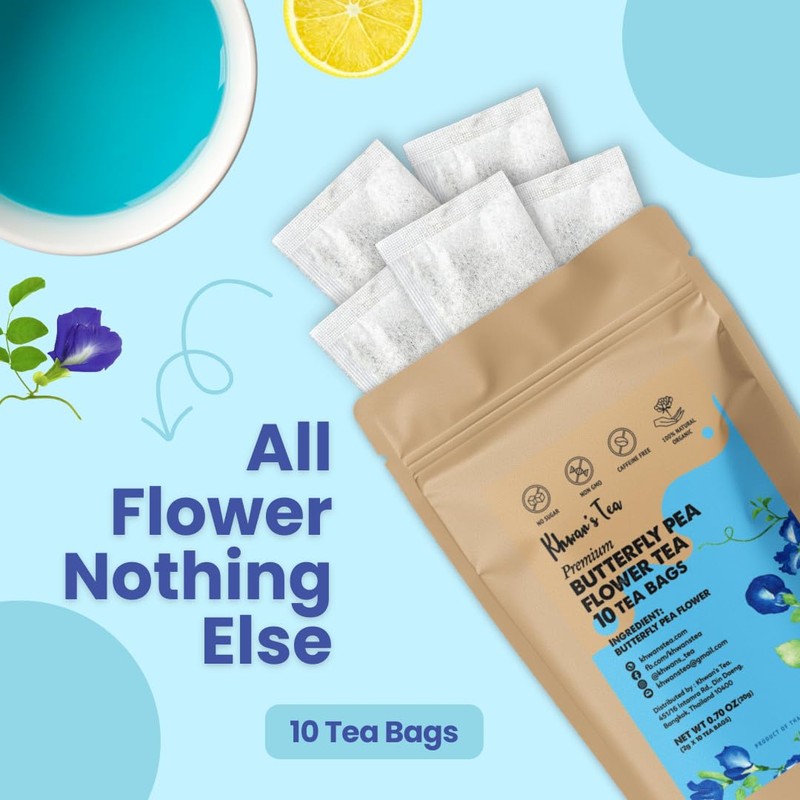 Khwan's Tea Butterfly Pea Flower Tea - Premium Herbal Tea