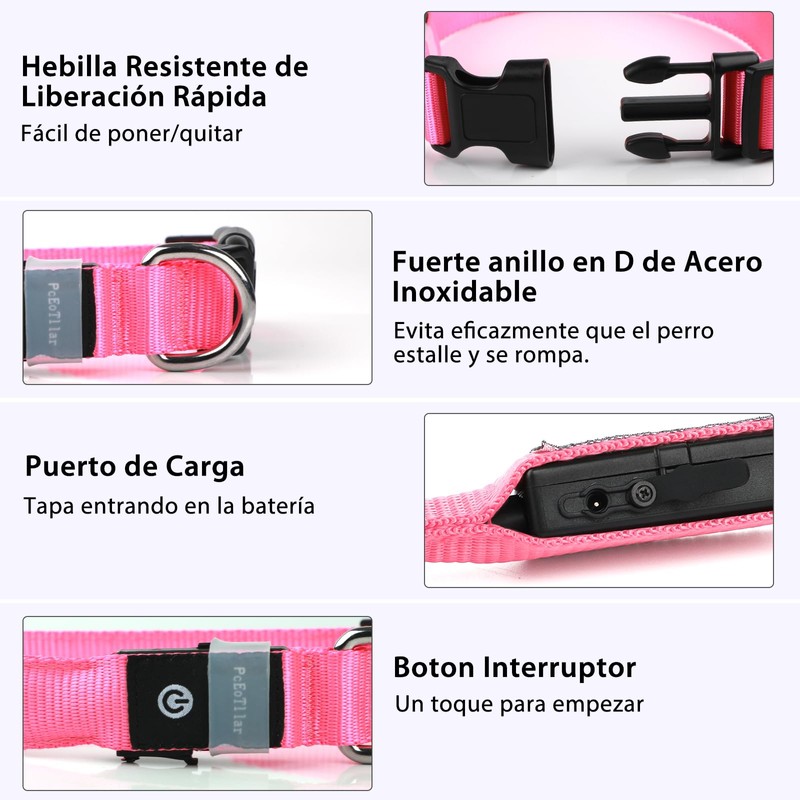 PcEoTllar Light up Dog Collar for Night Walking - LED