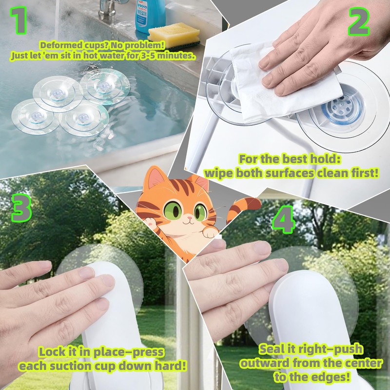 AIWIKIDE 2PC Cat Window Perch, Easy Install Bracket, Portable Wall