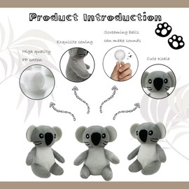 YOUBEMAGIC Koala Plush Dog Toy Squeaky Toy, Interactive Hide and Seek Replacement Dog Toys for Small & Medium Dogs (3Pcs Squeaky Koala)