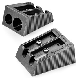 Ashton and Wright Metal Sharpener | Pencil Sharpeners | Ideal for School, Office, Work, Home Stationery (Antique Silver, Double Hole)