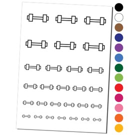 Dumbbell Barbell Weight Lifting Outline Temporary Tattoo Water Resistant Fake Body Art Set Collection - Light Pink (One Sheet)