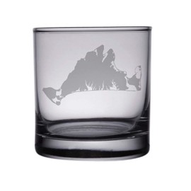 HullSpeed Designs Martha's Vineyard Map - Engraved Rocks Glass Set of 2