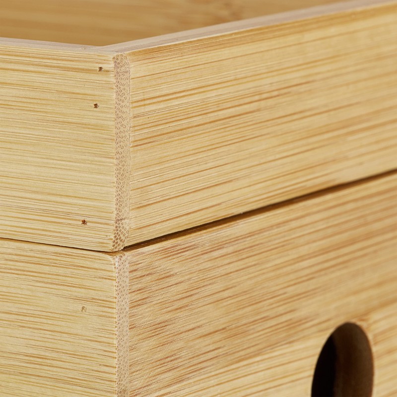 Relaxdays Bamboo Cable Box, Multi-Purpose, Compact, Universal, Practical Cable Management,