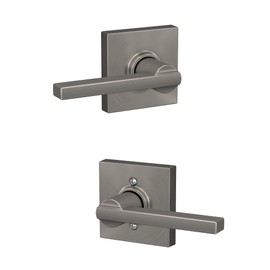 Schlage F10 LAT 619 COL Latitude Door Lever with Collins Trim, Hall & Closet Passage Lock, Satin Nickel