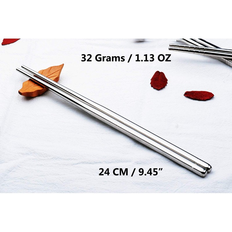 Stainless Steel Chopsticks Metal Chinese Chopsticks (10 Pairs)