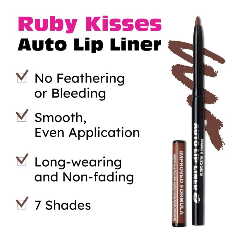 Ruby Kisses Auto Lip Liner (Brown) Brown