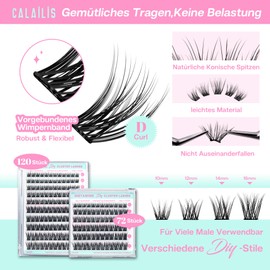 CALAILIS Individual Eyelashes, 88 Pieces, DIY Individual Eyelashes for Self-Application of Lash Extesnion at Home, 10-16 mm D Curl Cluster Individual Lashes (HD15-Mix)