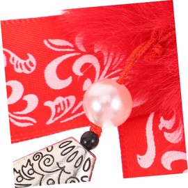 FOMIYES 2 Pairs New Year Headdress Stretchy Bracelets for Women New Year Scrunchies Fuzzy Scrunchies Faux Fur Hair Band Kids Bracelets Party Hair Ornament Red Hair Child Zinc Alloy Dense