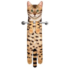 Cat Funny Hand Towels for Bathroom Kitchen - Cute Decorative Cat Decor Hanging Washcloths Face Towels Super Absorbent Soft - Mothers Day Easter House Warming Birthday Gifts for Women Cat Lovers