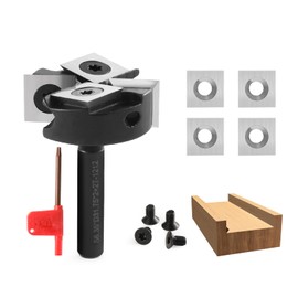 CNC Spoilboard Surfacing Router Bit 1/4" Shank, 2+2 Flutes Slab Flattening Router Bit, Insert Carbide Wood Planer Surfacing Router Bits, Planing Bit for Woodworking (1/4" Shank, 1-1/4" Cutting Dia)