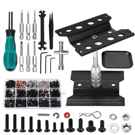 RC Car Repair Work Stand 532 PCS RC Repair Tool Screws Set Kit 360 Degree Rotation RC Repair Station Screwdrivers Screws Pallet Kit for 1/8 1/10 1/12 1/16 1/18 RC Crawler Truck Buggy Tool Set