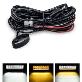 AUOKAY 14AWG LED Light Bar Wiring Harness Kit,3 Lead Double Control Led Wiring Harness with 12V 40A Relay MAX 480W for SUV ATV Off-Road