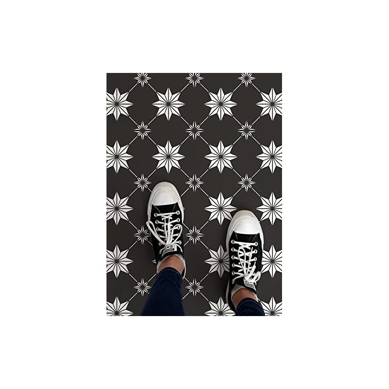 FloorPops Black Rigel Peel & Stick Floor Tiles, FP3990