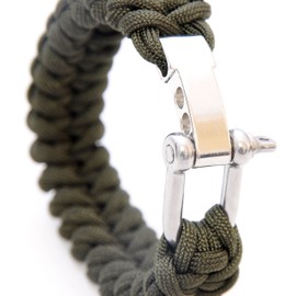 'Braided Bracelet) Compact Universal Survival Rope Made of tear-resistant Parachute Cord/Paracord 550 Cord (Xmas Core Rope Nylon) and Cast Adjustable Metal Screw Clasp, Length 23 cm – Colour: Olive Green Please note: This Paracord Rope is not suitable fo