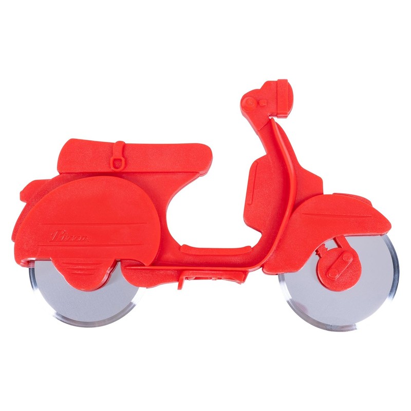 Scooter Pizza Cutter. Kitchen Novelty Pizza Slicer Includes 2 Roller