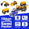 Kidplokio 1:32 Scale Semi Truck Construction Cargo Carrier with Lights