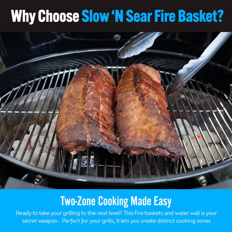 SnS Grills Slow ‘N Sear Charcoal Fire Baskets with Water