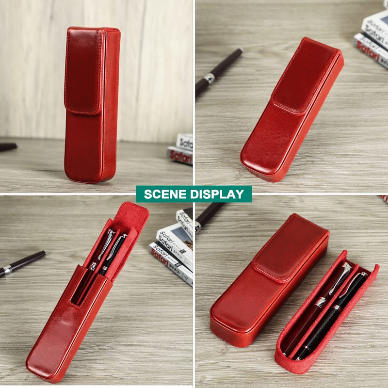 Hiram Leather Pen Case for 2 Pens Vegetable Tanned Leather
