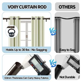 VOIIY 2 Pack Curtain Rods for Windows 48 to 84 Inch(4-7 Feet),Bronze 1'' Diameter Drapery Rods with End Cap Style Design,Modern Adjustable Heavy Duty Curtain Rod,Size:36''-88''
