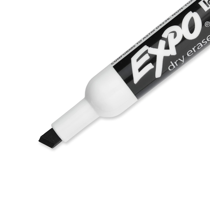 EXPO Low Odor Dry Erase Markers, Chisel Tip, Black, 2