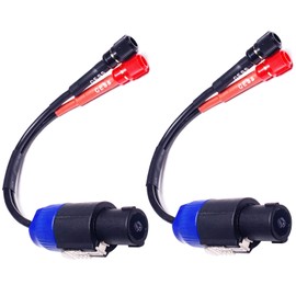 CESS-089 Speakon Plug to Female Banana Jack Speaker Cable, Accept Banana Plug, Spade Fork and Bare Wire, 2 Pack