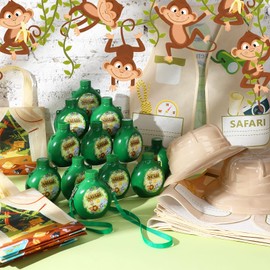 Xuhal 48 Pcs Kids Explorer Costume Set Kids Explorer Hats Jungle Party Vest Safari Tote Bag Canteens Water Bottles Stickers for Outdoor Activity Safari Costume Jungle Theme Party Supplies Favors Gifts