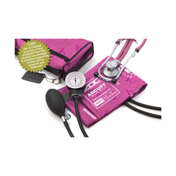 ADC 768-641-11ABCA Aneroid/Sprague Stethoscope Kit, Prints, BCA Pink, Adult