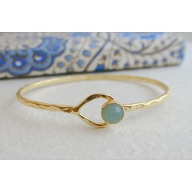 Aqua Chalcedon Vergoldet Sterling Silber Armband - Natürlicher Edelstein - Geburtstagsgeschenk - Weihnachtsgeschenk - Handgefertigte Geschenkideen für Frauen