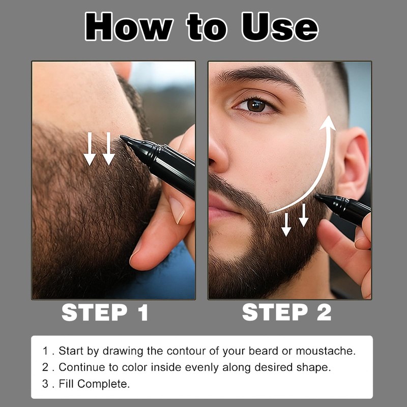 AmiCera Beard Pen Beard Pencil Filler for Men, Beard Thickener