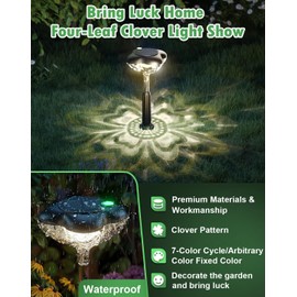Solar Pathway Lights Outdoor, 8Pack Solar Lights for Outside Garden, 3 Mode Clover Solar Yard Lights Bring Luck, Solar Powered Path Lights Maintain 14h for Landscape Lighting Lawn Walkway Decorative