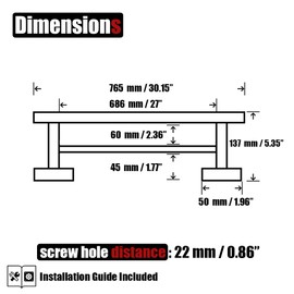JQK Double Bath Towel Bar, 27 Inch 304 Stainless Steel Thicken 0.8mm Towel Rack for Bathroom, Towel Holder Brushed Finished Wall Mount, 30 in Total Length, TB100L27-BN
