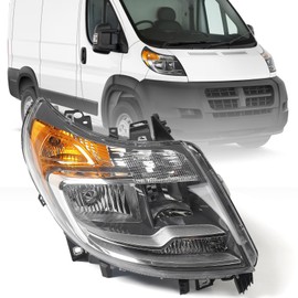 KACHIR Headlight Assembly for Ram ProMaster Cargo Van 1500 2500 3500 2014-2022 Halogen Headlamp w/o DRL Right Passenger Side RH 4725944AK CH2503254