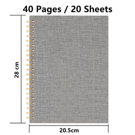 Hiwhy 28x20.5 cm Scrapbook DIY Photo Album Linen Cover Hardcover White Pages 20 Sheets Small Scrap Memory Book Grey