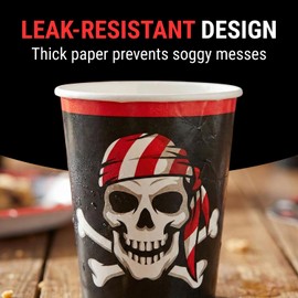 Fun Express - Pirate 9oz Cups for Birthday - Party Supplies - Print Tableware - Print Cups - Birthday - 8 Pieces