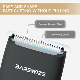 BAREWIZE Body Hair/Pubic Hair Trimmer Replacement Blade | Safety Ceramic Blades, Rust Resistant, Compatible with BAREWIZE T050 (1 pack, Black)