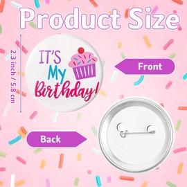 Birthday Badge Girl, 2 Pcs Tinplate Happy Birthday Badge for Girls, Women, Boys, Party Decorations (Pink, 5.8 cm)