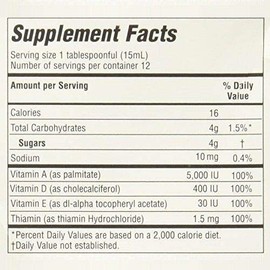 Emulsion de Escocia Vitamins A, B1, D and E Aceite de Higado de Bacalao (Cherry, 15.3 FL OZ)