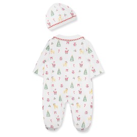 Little Me Clothes for Baby Girls' Christmas Marshmallow Footie and Cap Set, 6 Months