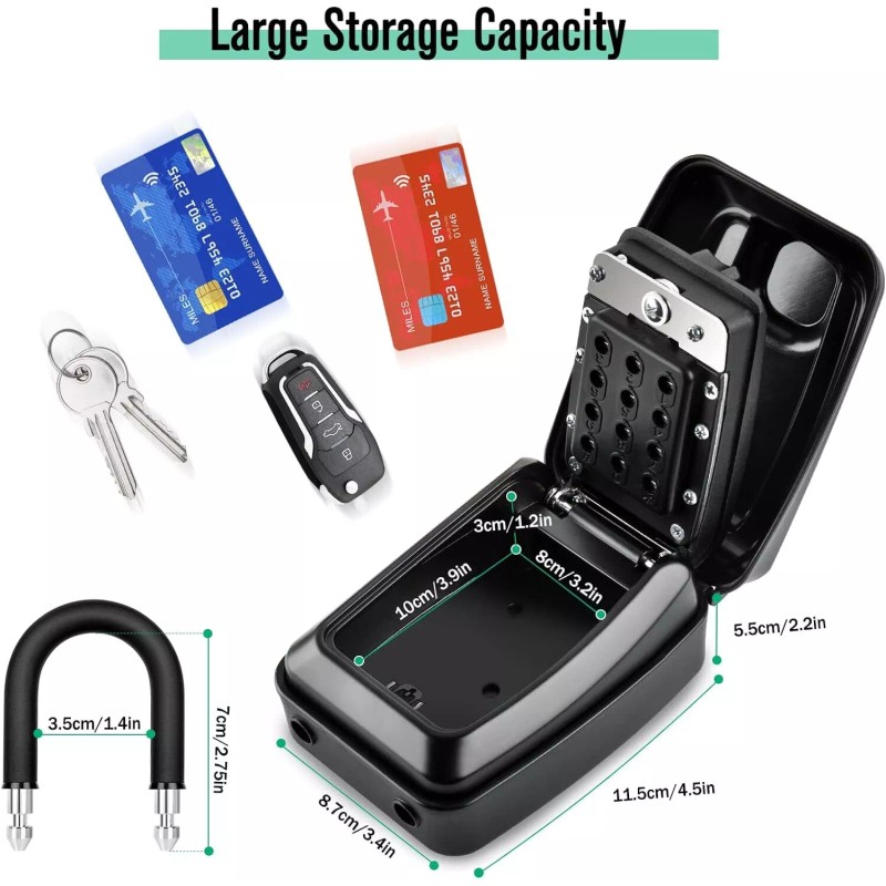 Unbranded Portable Key Lock Box with Push Button Wall Mounted